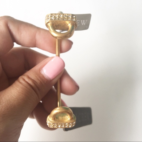 NWT J Crew Cuff Bracelet Faux Gold With Crystals - Picture 3 of 5